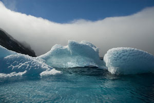 Blue Ice and Fog by Ted Tatarzyn