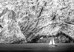 Sailboat and Glacier by Bob Simon